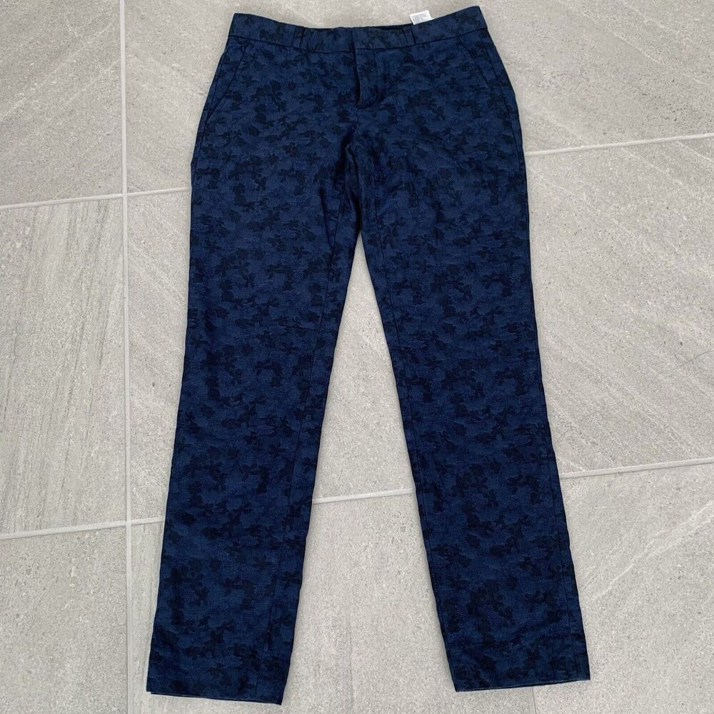 Banana Republic Pants Women's 2 Navy Wool Blend Camo Slim Fit Career Wear